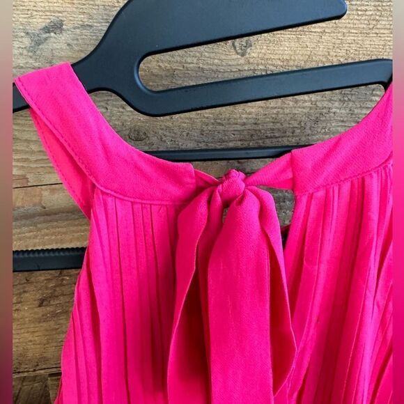 ZESICA SLEEVELESS HALTER TIE NECK RUFFLE TIERED MIDI DRESS IN PINK NWT SZ LARGE - Picture 3 of 16